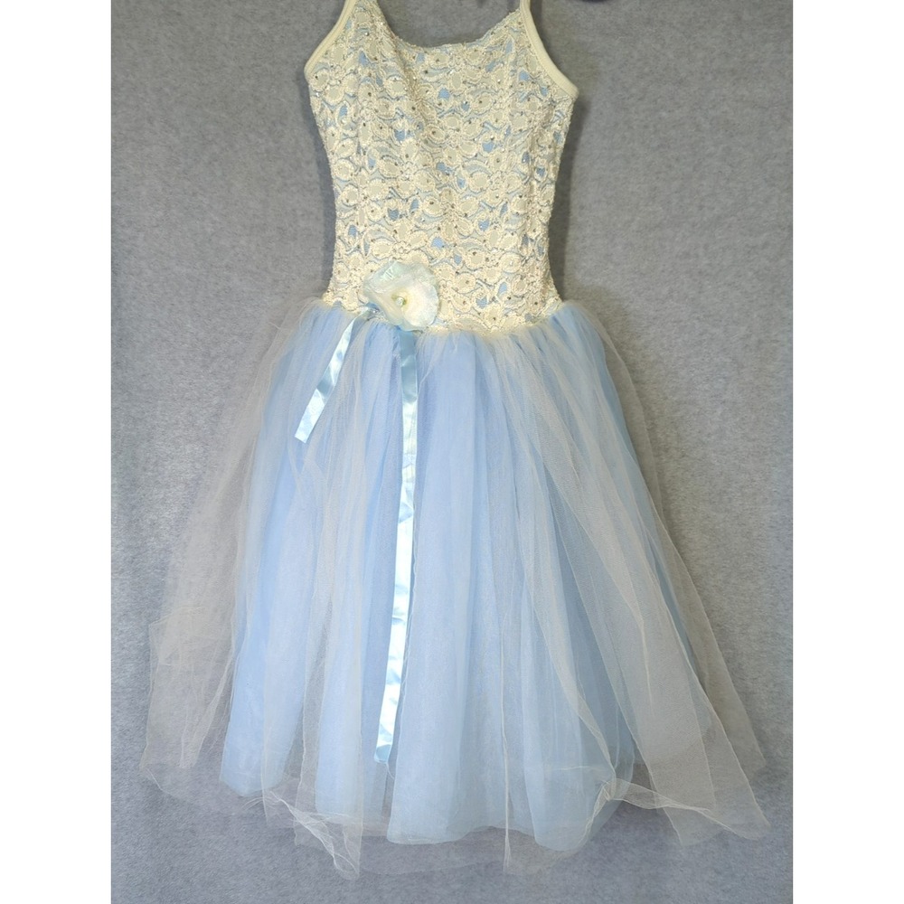 Dance Costume Large Child Weissman Style 4342  Blue Ballet Lace Bodice
